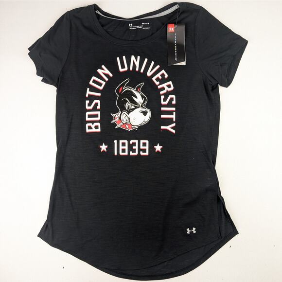 Under Armour Boston University Terriers Women's Black Threadborne Tee - Medium - Picture 1 of 3